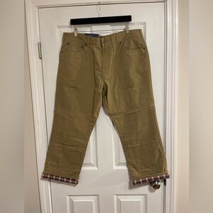 NWT Croft & Barrow Mens Tan Classic Fit Flannel Lined Pants Size 38 MSRP $60